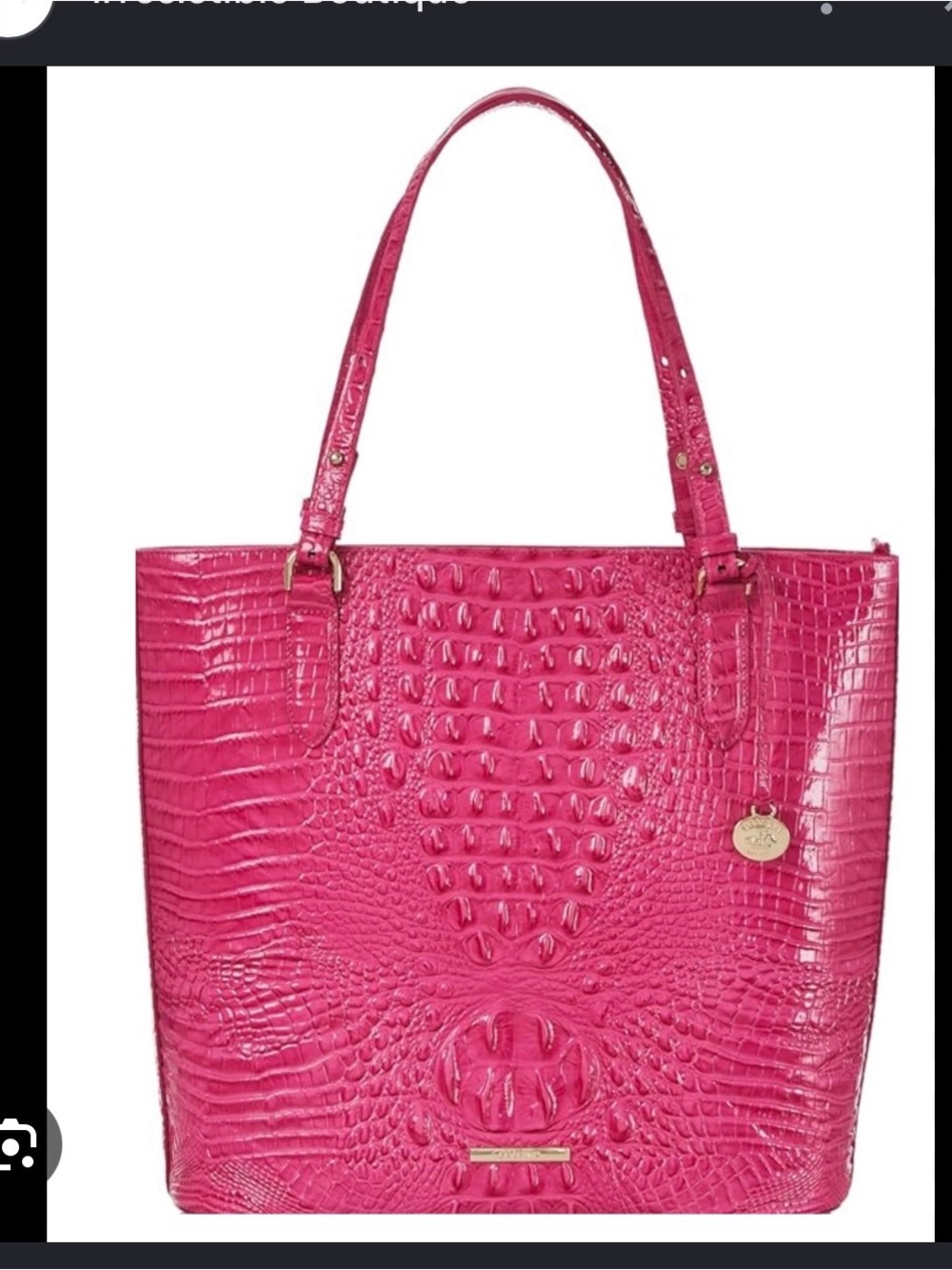 Brahmin Hot Pink Croc-Embossed Tote